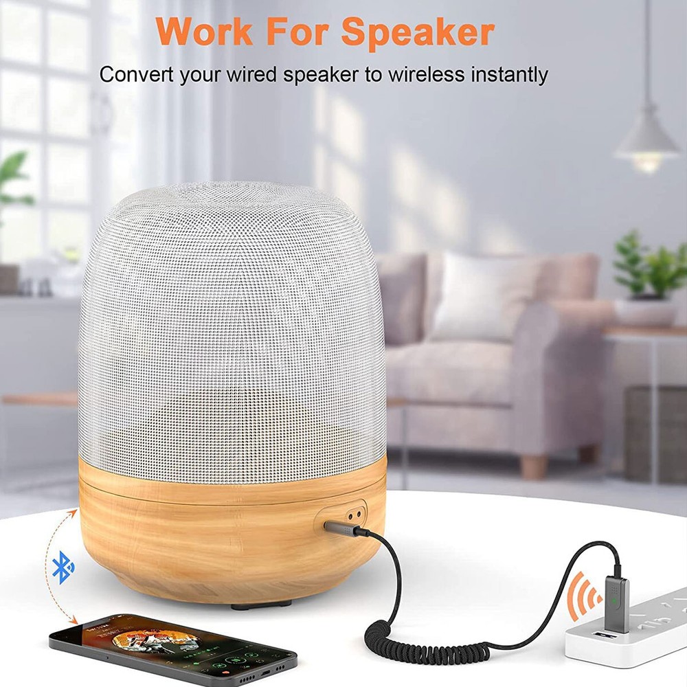 3.5mm Aux to Bluetooth 5.1 Adapter Bluetooth Receiver Microphone for Car