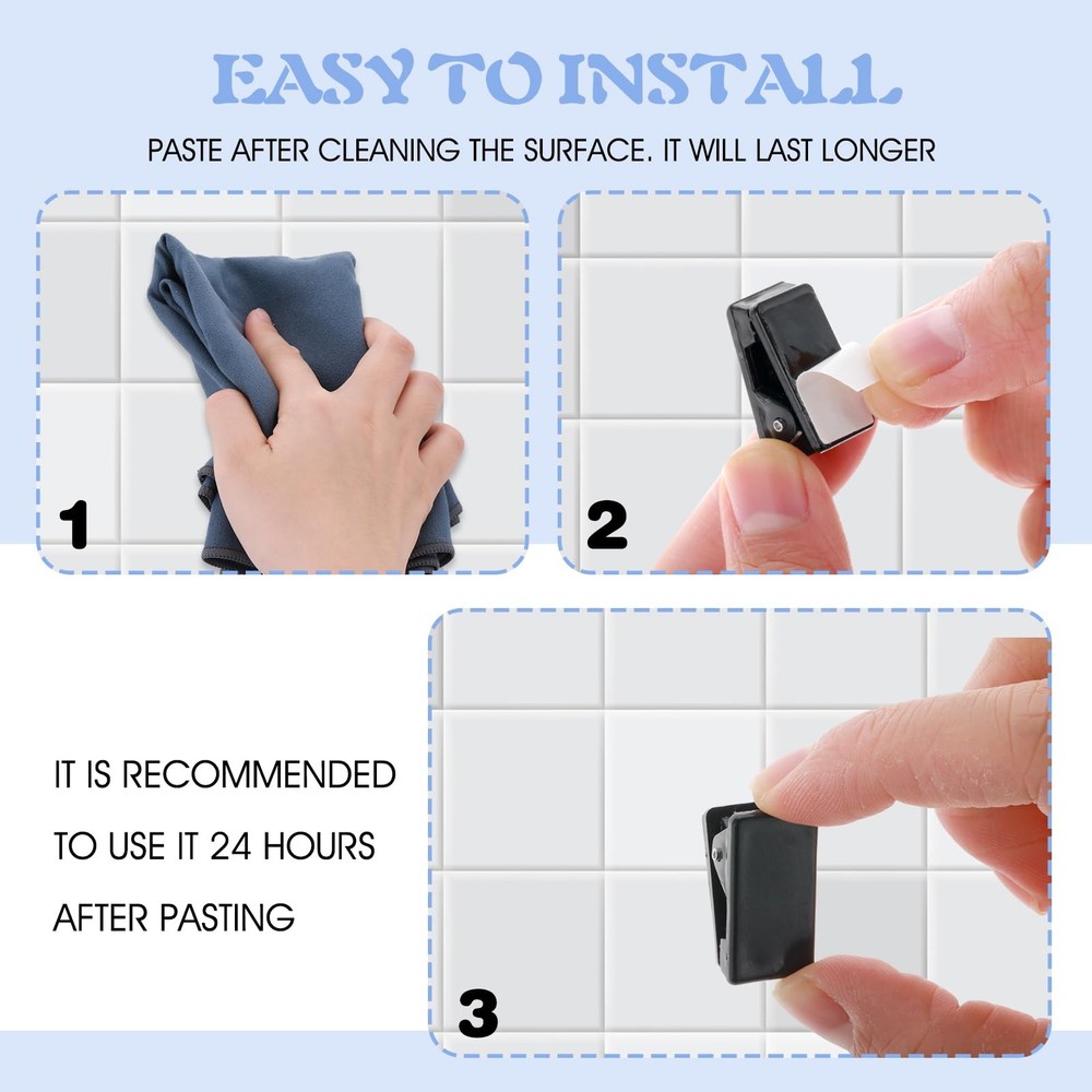 15 Pcs Self Adhesive Tapestry Clips - Double-Sided Spring Black