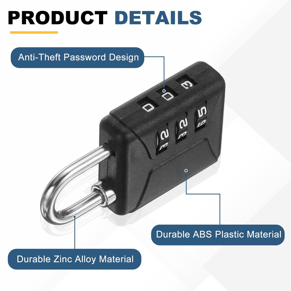 1Set 3-Digit Combination Padlock Steel 78.7ft Security Cable Lock Gun Gray