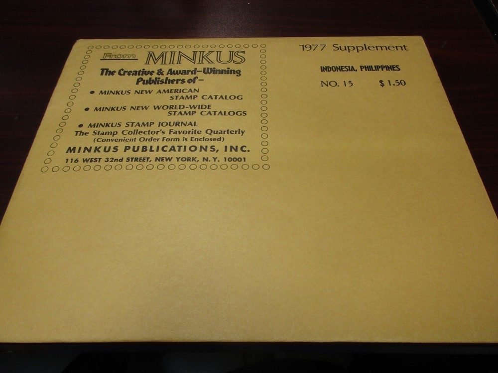 "MINKUS" STAMP ALBUM  1977  SUPPLEMENT  Indonesia, Philippines   W/FREE SHP.