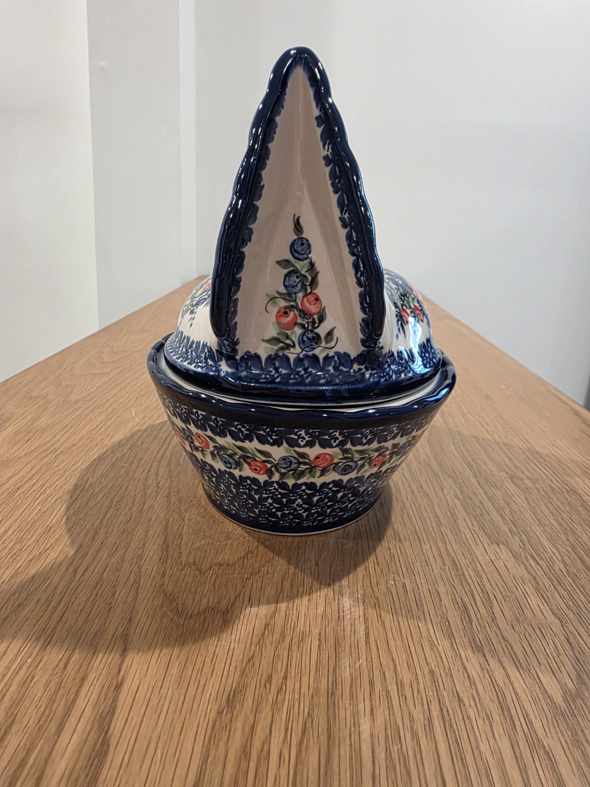 Polish Stoneware Chicken Hen Unikat Poland Hand Painted