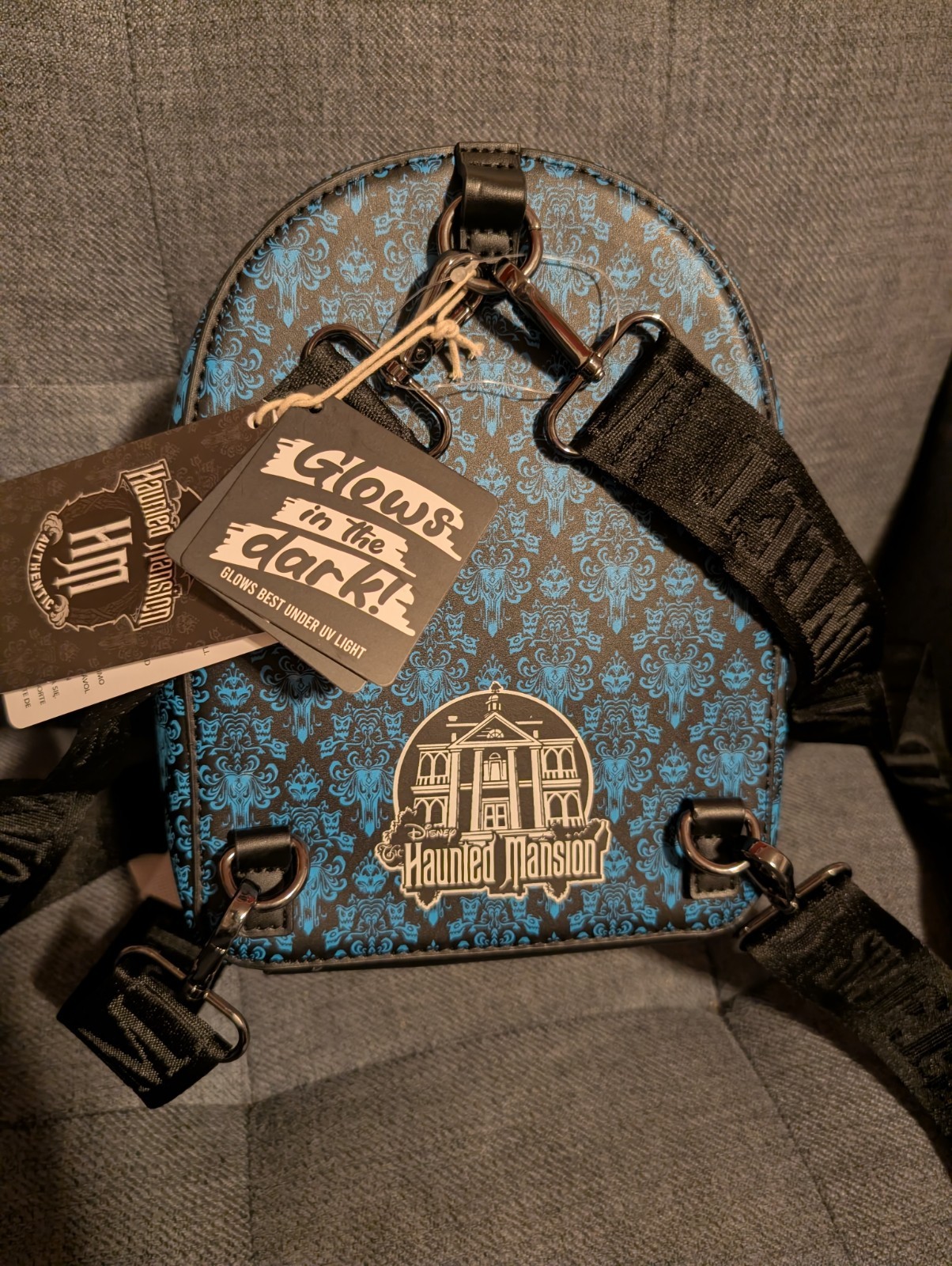 Loungefly Disney Haunted Mansion Hitchhiking Ghosts Convertible Glow Backpack