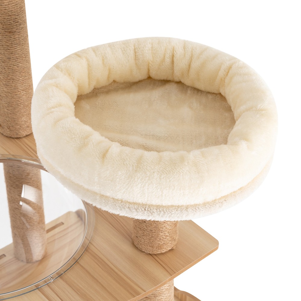 Cat Tree Tower Tall Scratching Post Activity Centre with Den Beige Large 137cm