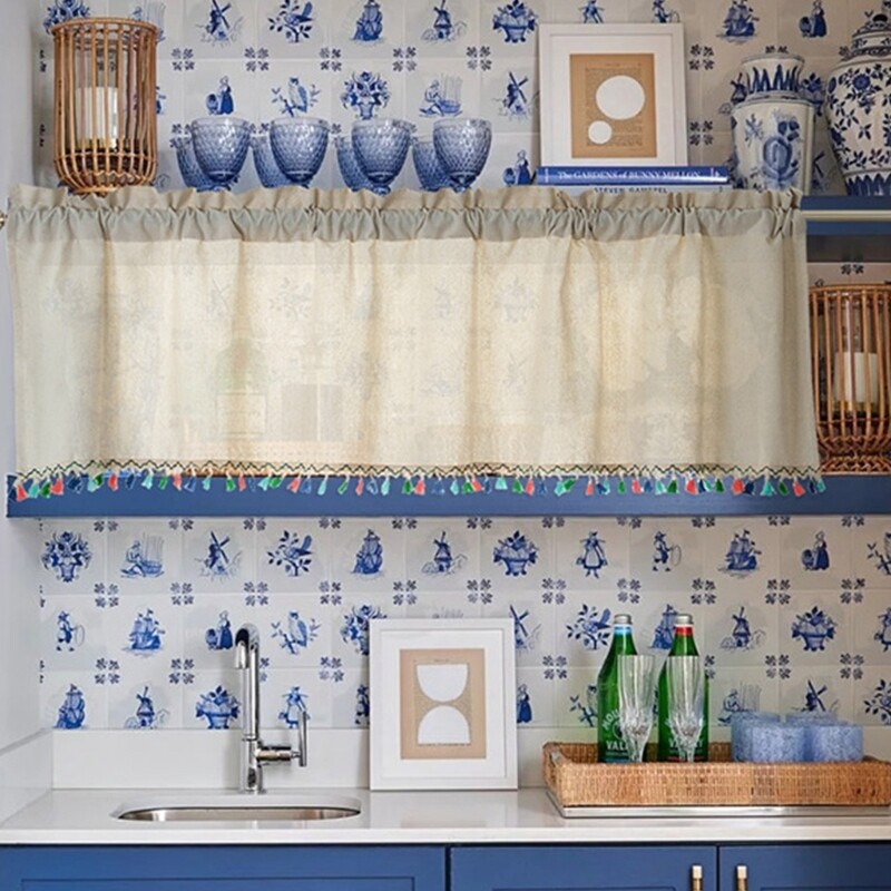 Kitchen Window Curtains Short Opaque Linen Look Small Window Curtains