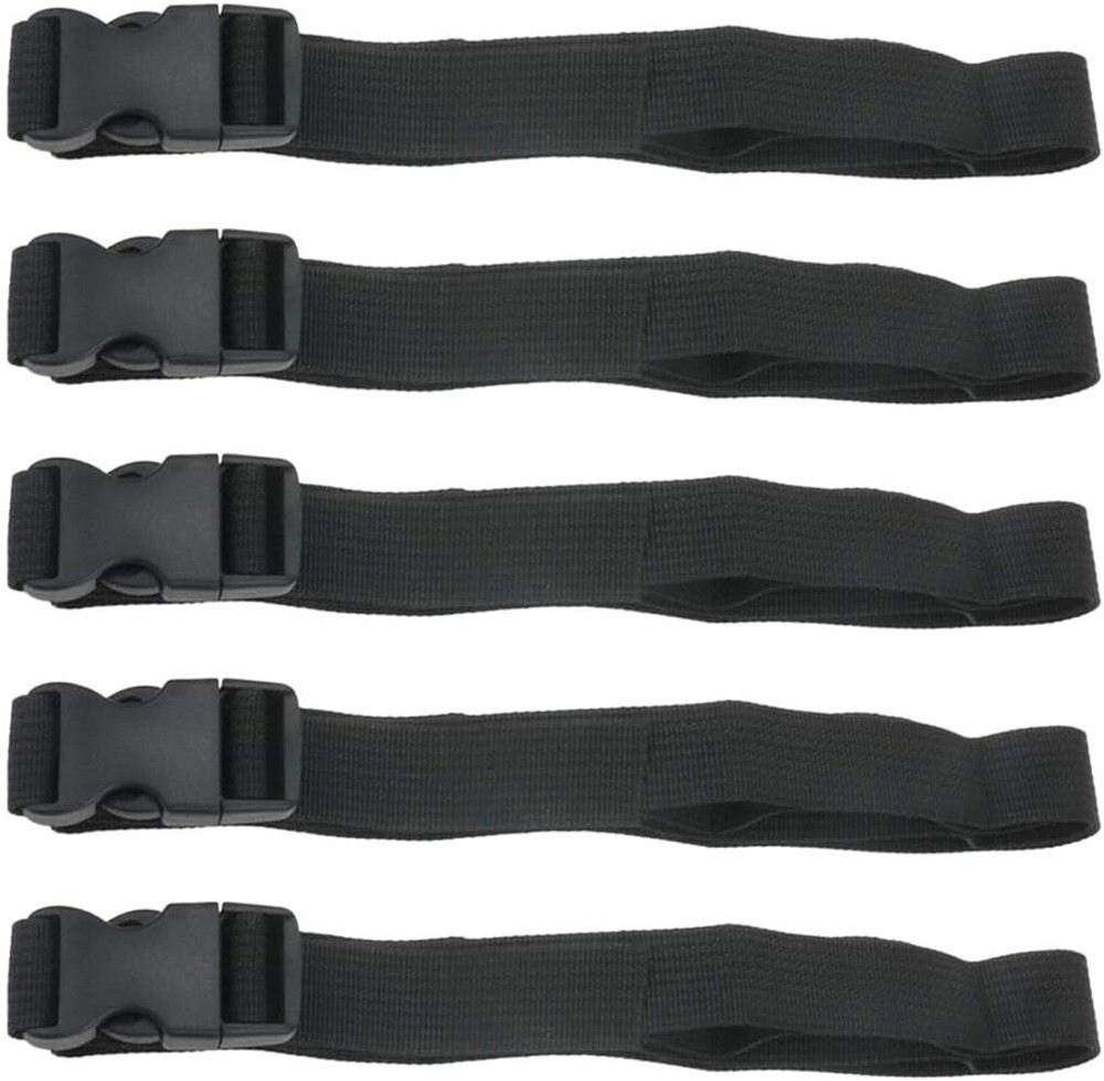 5-Pack 1" x 47" Black Nylon Quick Release Adjustable Buckle Straps