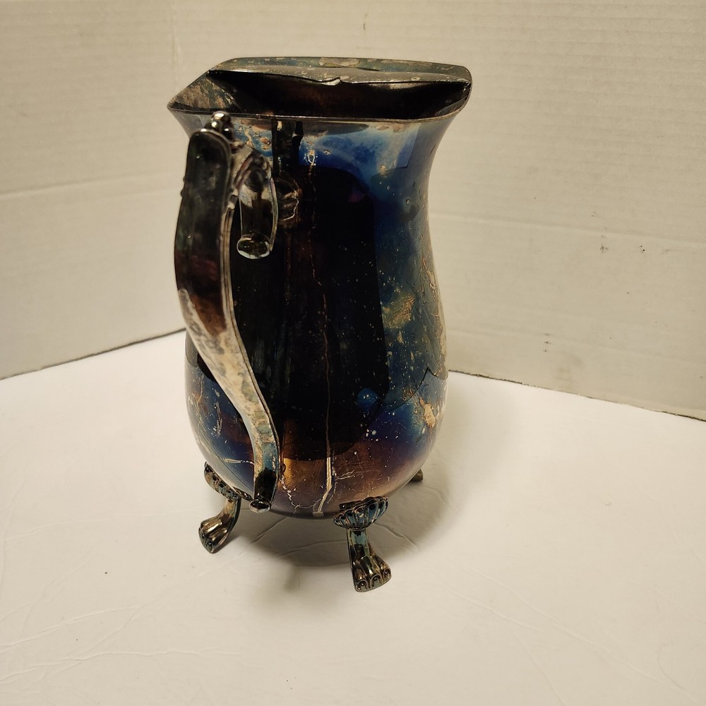 Vintage Silver Plated Copper Pitcher W/ice Guard