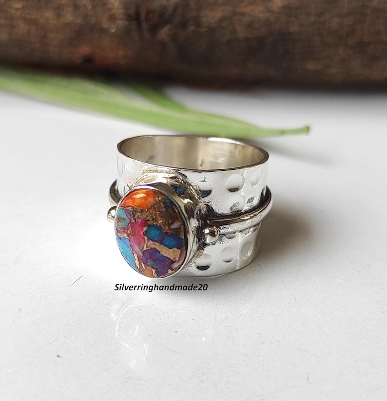 Oyster Turquoise Solid 925 Sterling Silver Statement Lovely Ring, All Size M1659