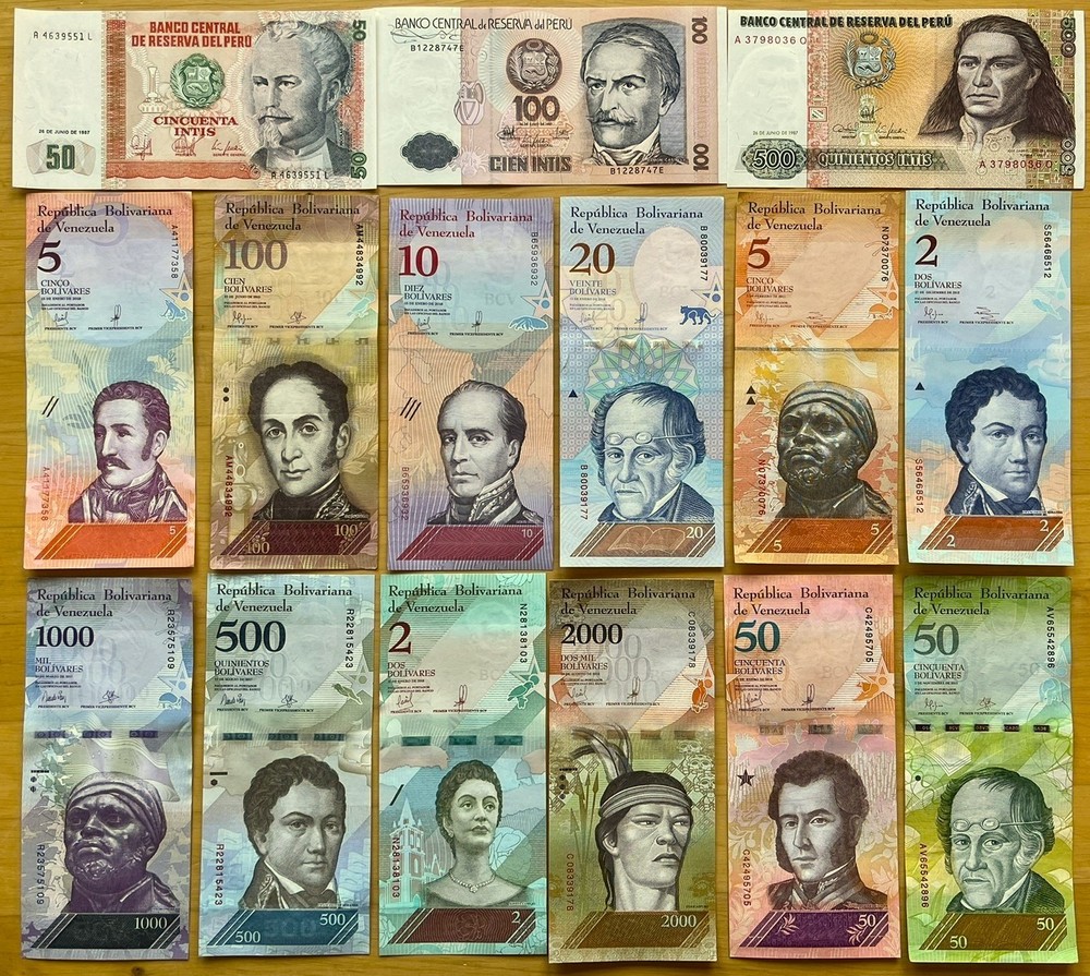 15 Banknotes Notes, South America, Mostly Uncirculated Lot E16a Bundle