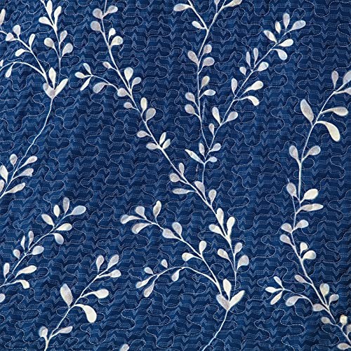 Microfiber Flower Pattern Quilted Throw Blanket for Floral Navy