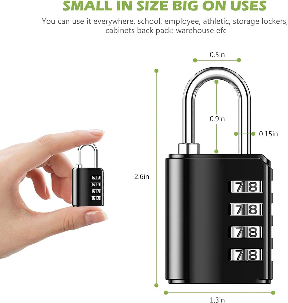 Combination Lock, 4 Digit Combination Padlock with Keys, Resettable Waterproof G