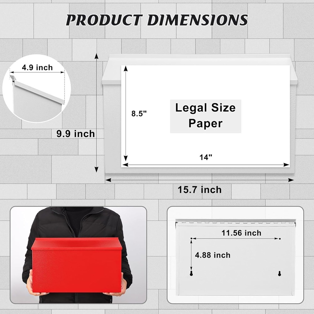 Modern Large Capacity Mailbox - Wall-Mount Rust-Proof Steel, Quick Installation