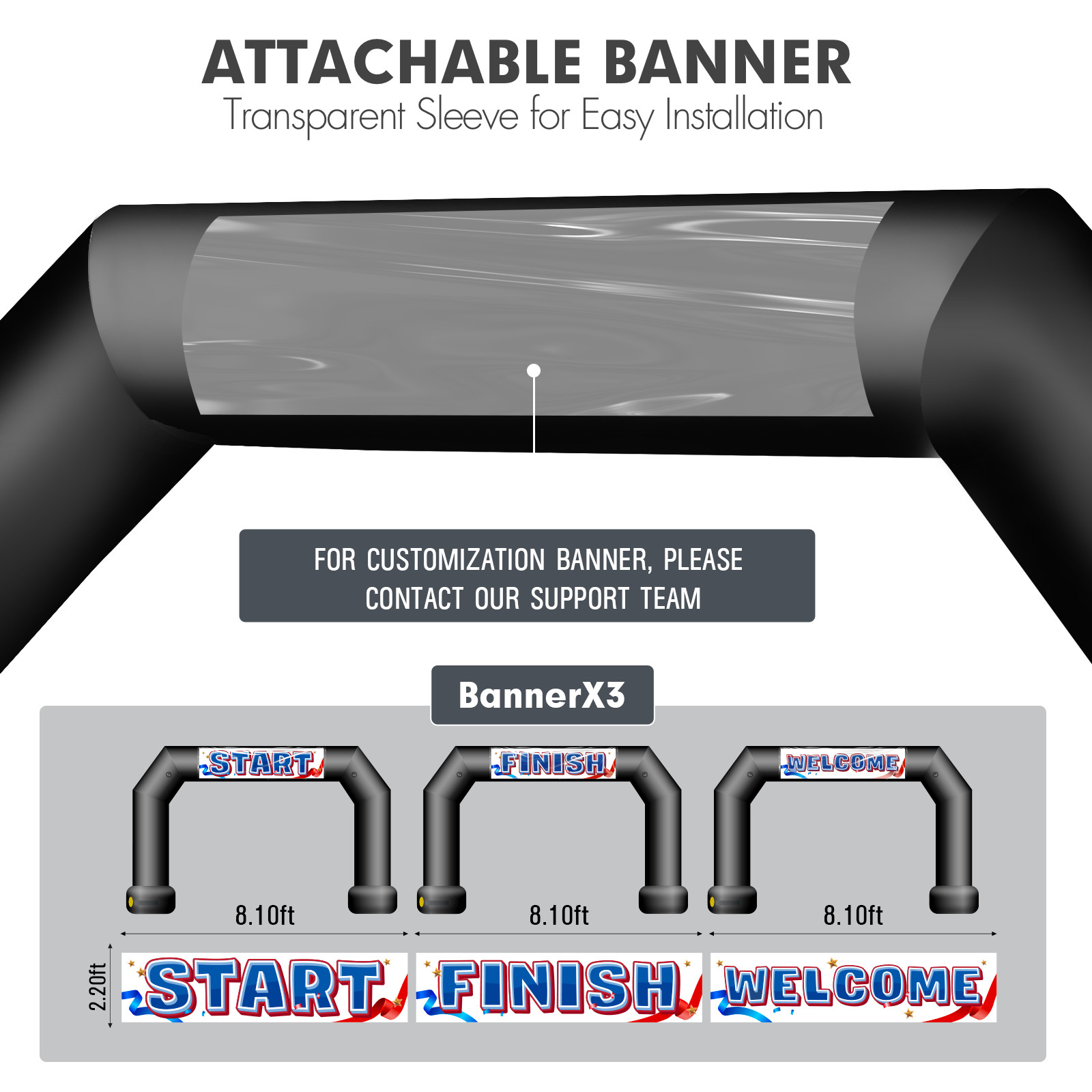 20Ft Inflatable Event Arch with built-in blower - Black