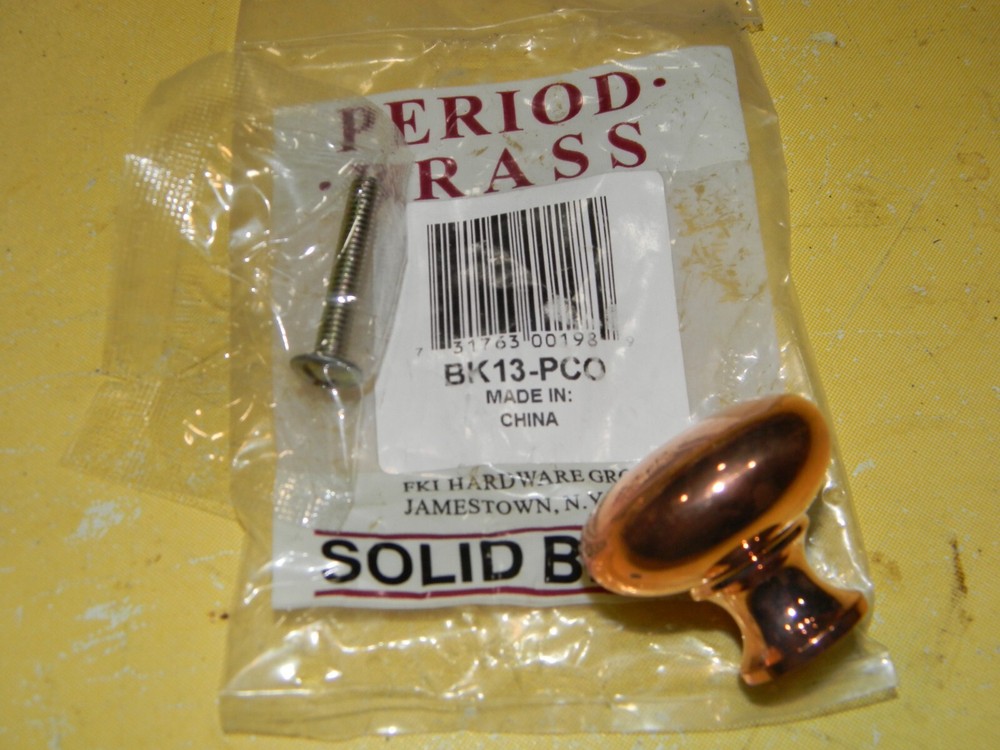 Period Brass BK13-PCO  Polished Solid Brass  Knob Pull