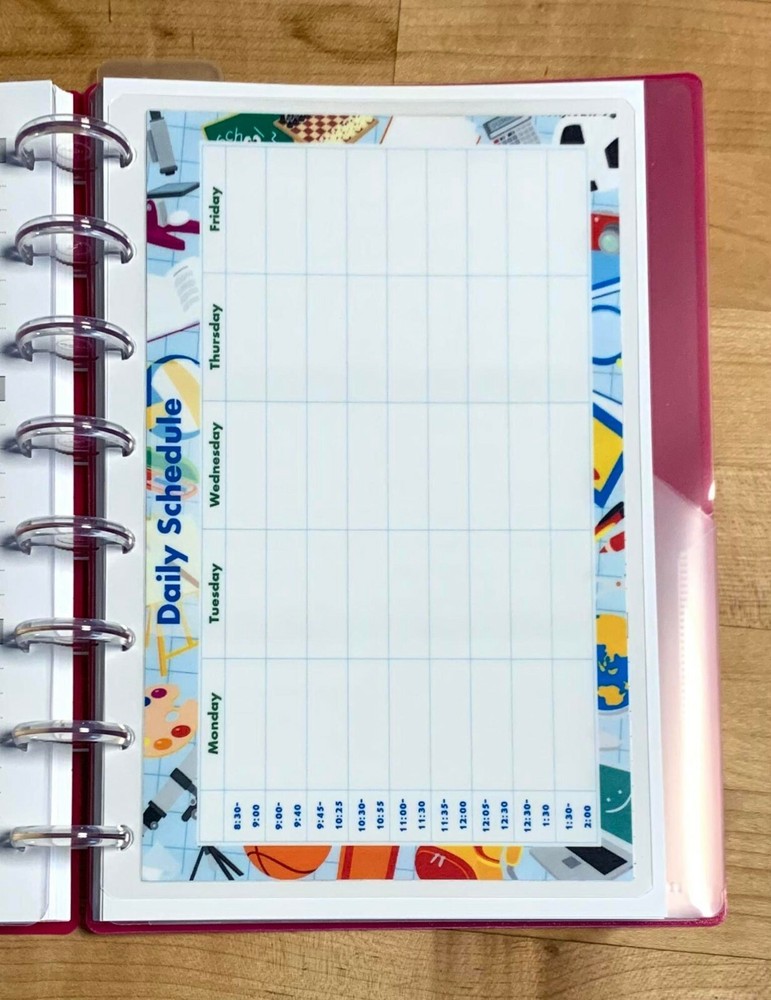 School Weekly Schedule DASHBOARD FOR USE with the TUL/Arc (8 disc) Planner