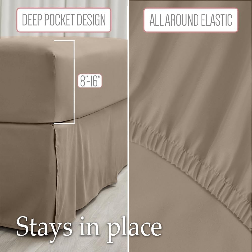 4-Piece King Bed Sheet Set - Extra Deep Pocket, Soft Microfiber, Fade Resistant