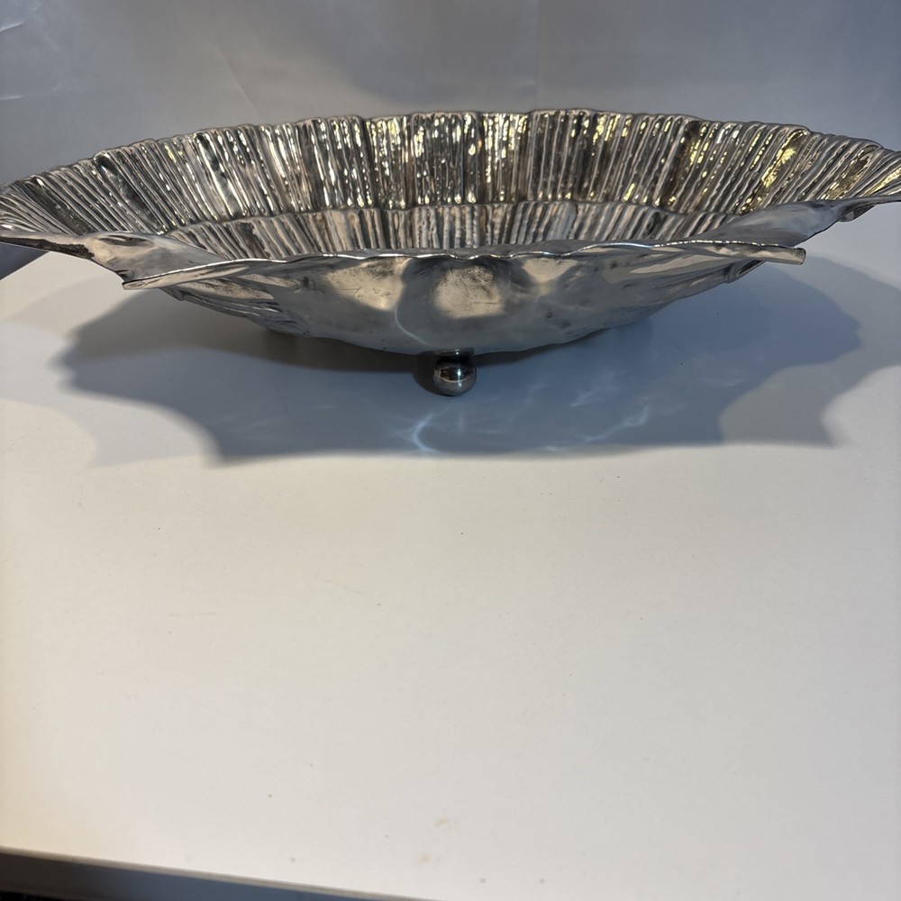 Large 20” Vintage Valenti Spain Silver Plate Shell