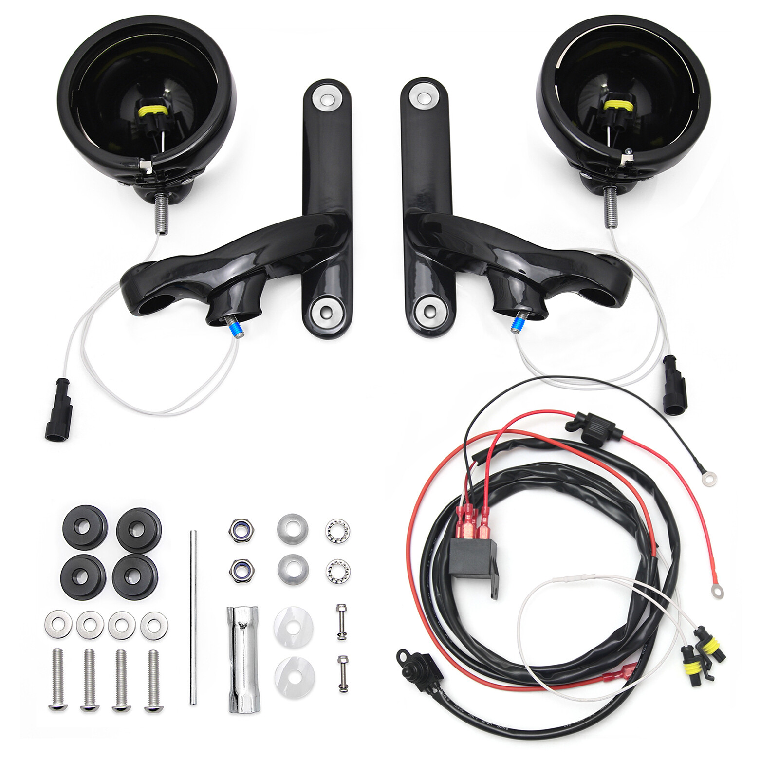 Auxiliary fog light housing outer bracket Black For harley Road King 1994-2023