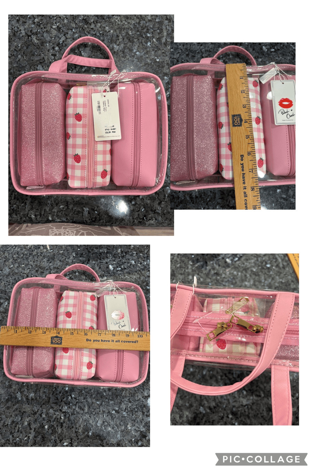 Blush Crush Pink Travel Cosmetic Bag Set  3 Piece Makeup Bags New