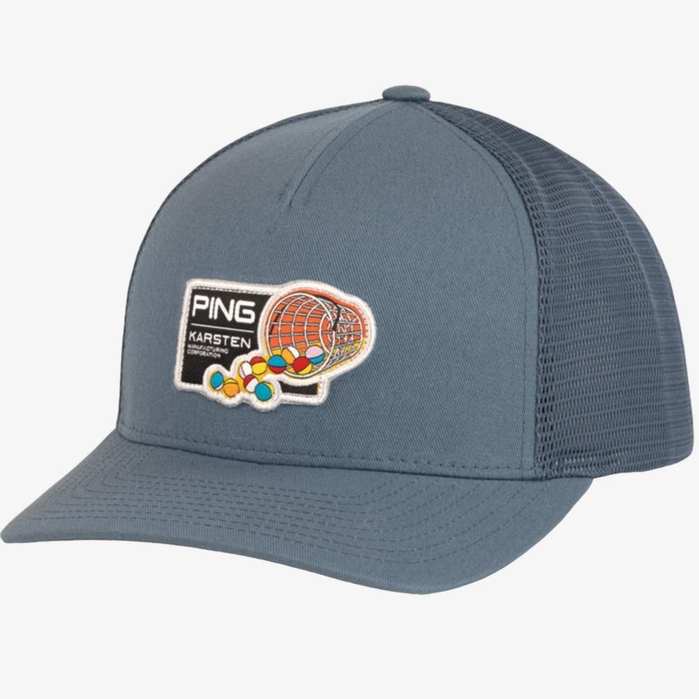 PING Karsten Hat Cap Snap Back Blue Mesh Trucker Patch SensorCool Golf Mens