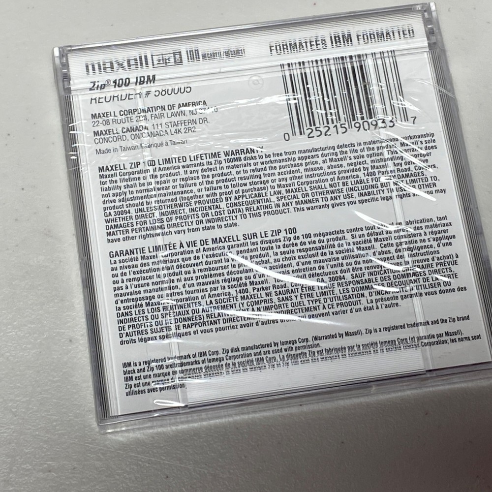 Maxell 100MB Zip Disks (4 Pack) IBM Formatted