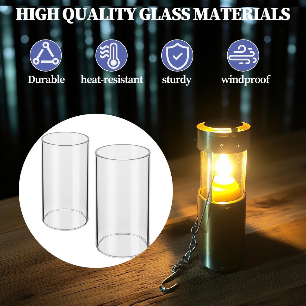 2-Pack Compatible Replacement Glass Chimney for UCO Candle Lantern, Durable &...