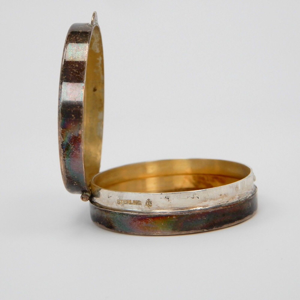 MONO Engraved "TMC" Round Solid STERLING Silver Compact Pill Box Pot 1.5" - 22g