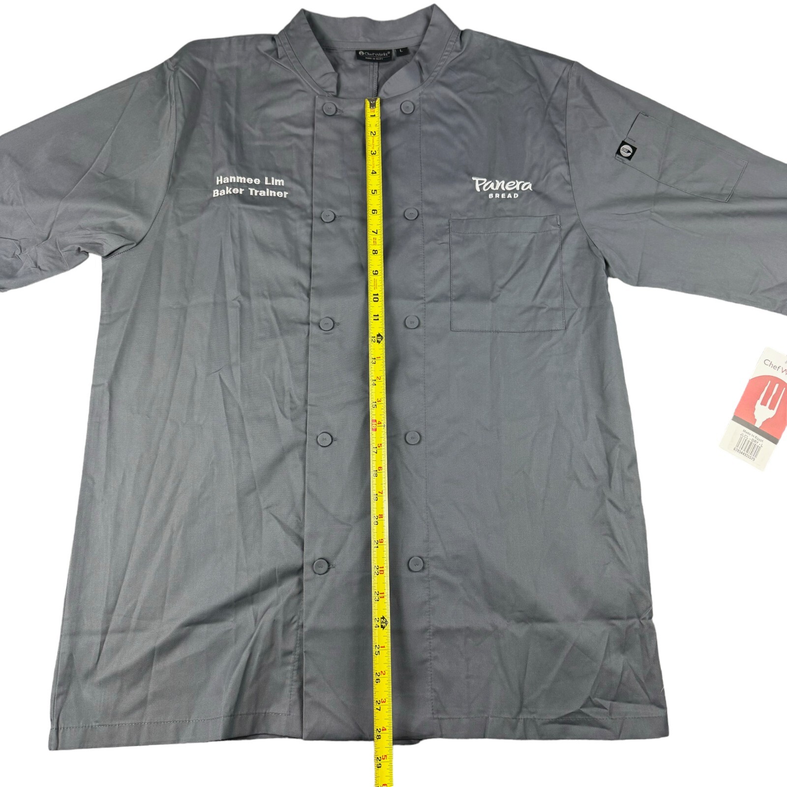 Chef Works Panera Bread Men's Large Gray Button Up Work Shirt