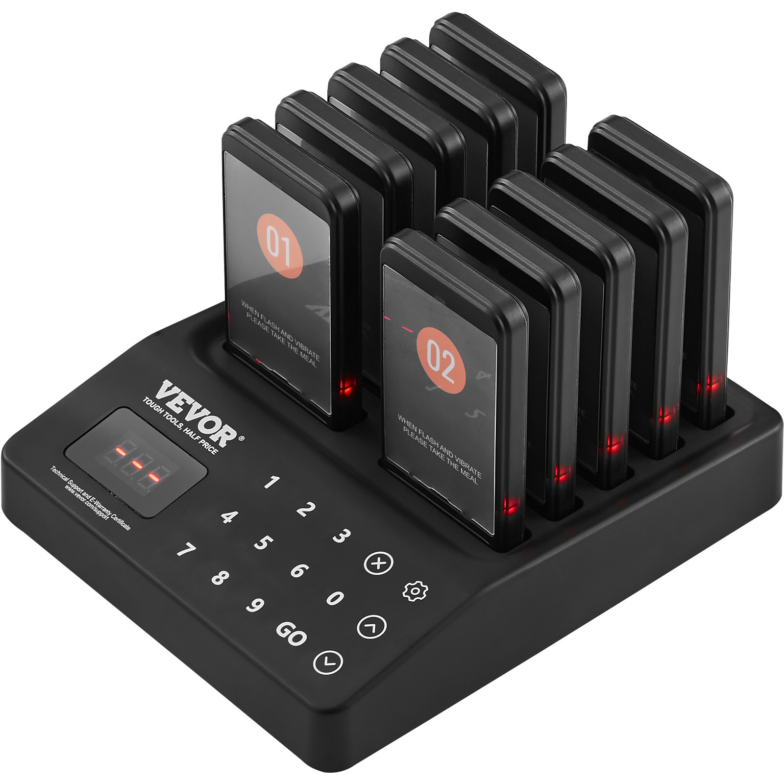 VEVOR Restaurant Wireless Pager System 10 Call Coasters Guest Queuing Calling
