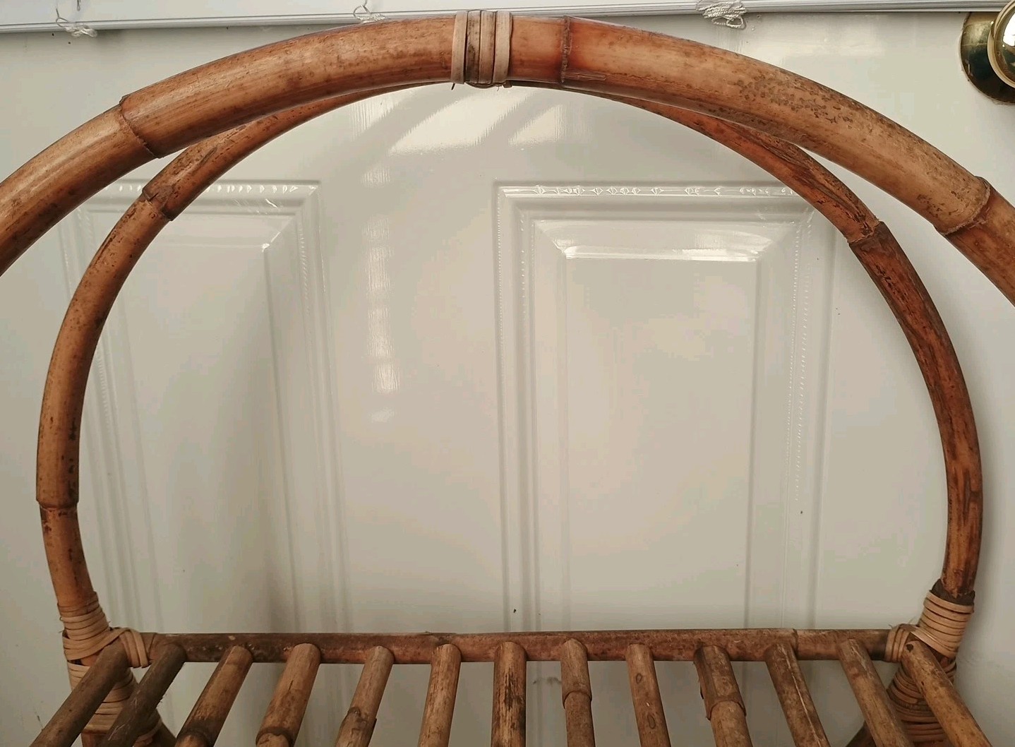 Vtg Mid Century Bamboo Shelf Unit Freestanding Circular Bookcase Etagere 35"x23"