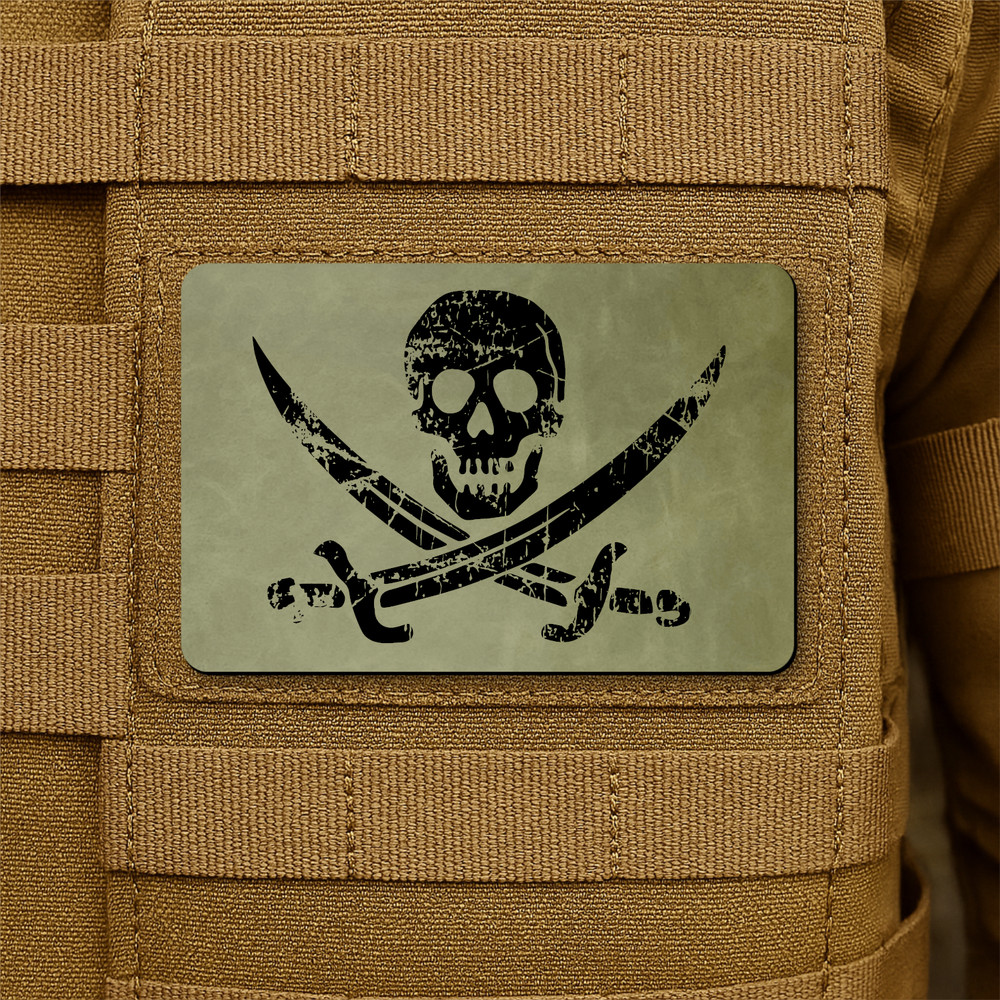 Jolly Roger Skull Morale Patch 2" x 3" Tactical Pirate Hook & Loop Patch