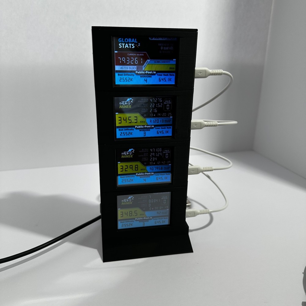 NerdMinerV2 Case A.S.T.R.A.  Cooling Tower (4 Stack Tower)