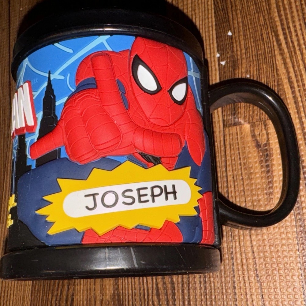 Spiderman Marvel Universal Studios Joseph Name Mug Cup Plastic