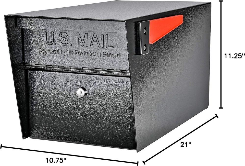 Locking Security Mailbox Large Curbside Mailbox with Key for Home Black