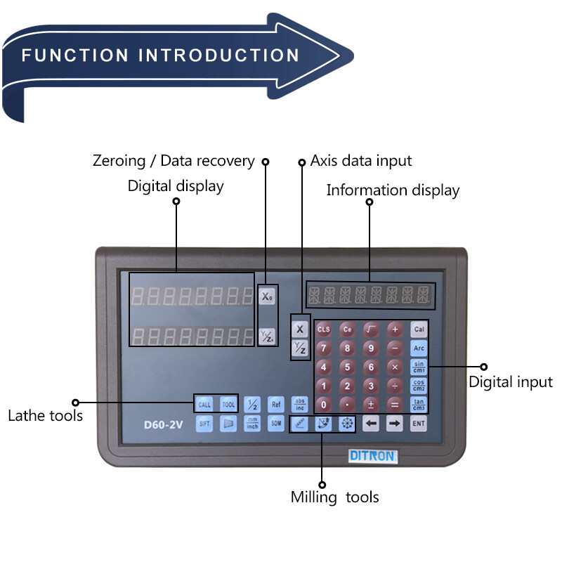 2Axis Multi-function Metal DRO Digital Display,IP67 Precision Magnetic Scale Kit