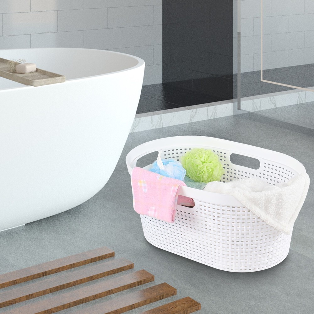 4 Pack Large Laundry Baskets, Plastic Hamper Laundry Basket, 40L, White