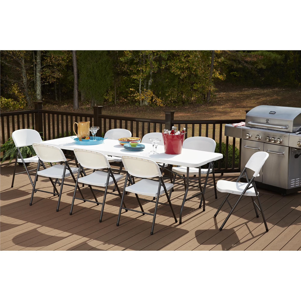Cosco 8 Foot Centerfold Folding Table, White, Sturdy Frame, Durable Construction