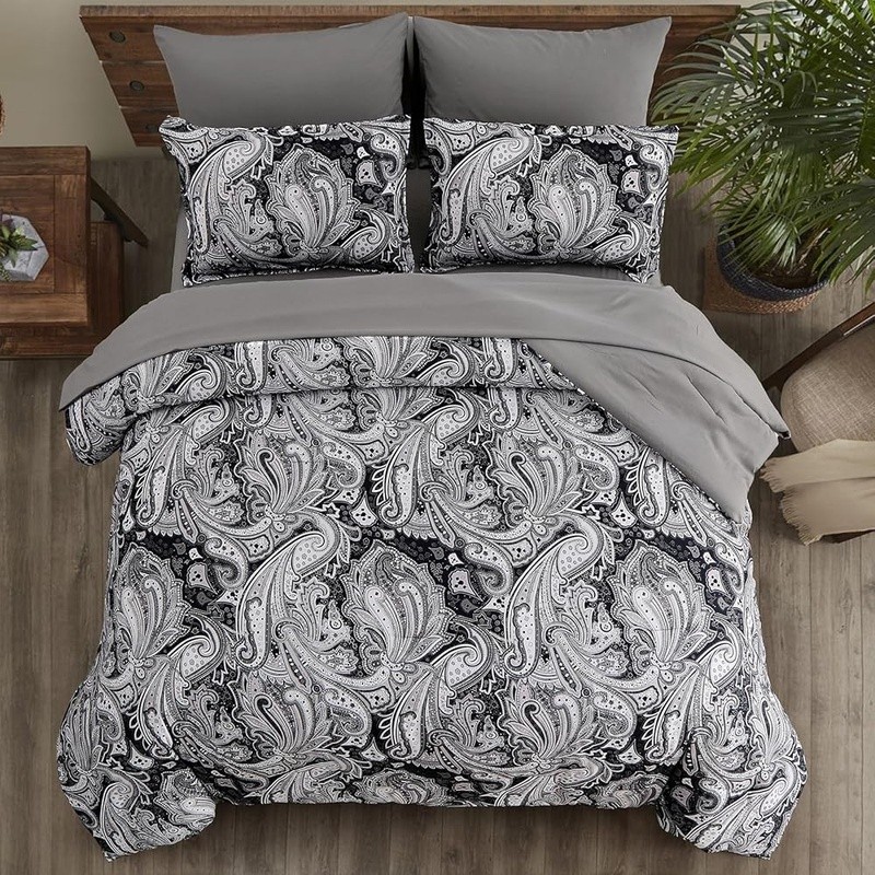 Boho Paisley Comforter Set 7 Piece Soft Microfiber Bedding Elegant Design New