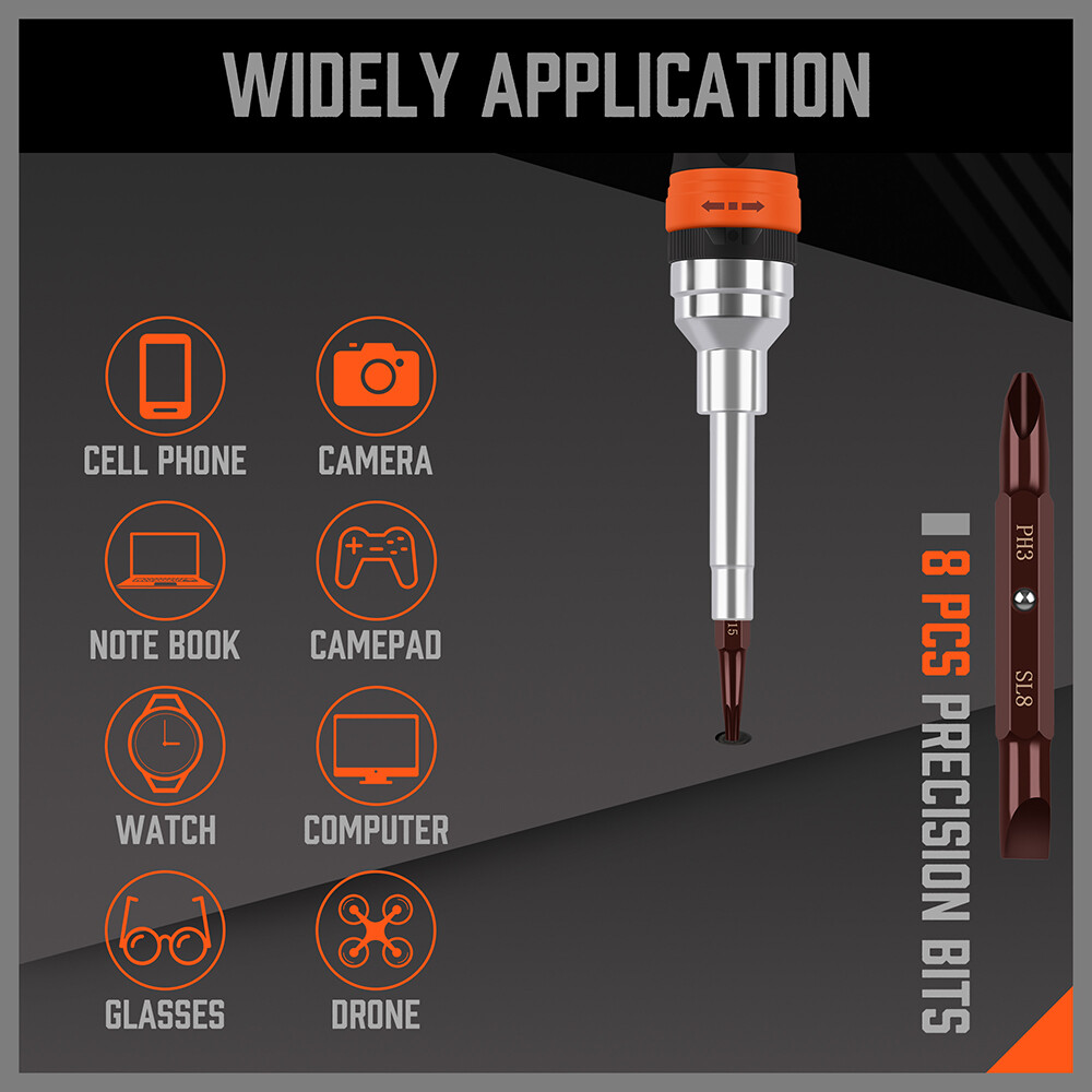 18 in 1 Magnetic Ratchet Versatile Screwdriver Set Security Bits AntiSlip Handle