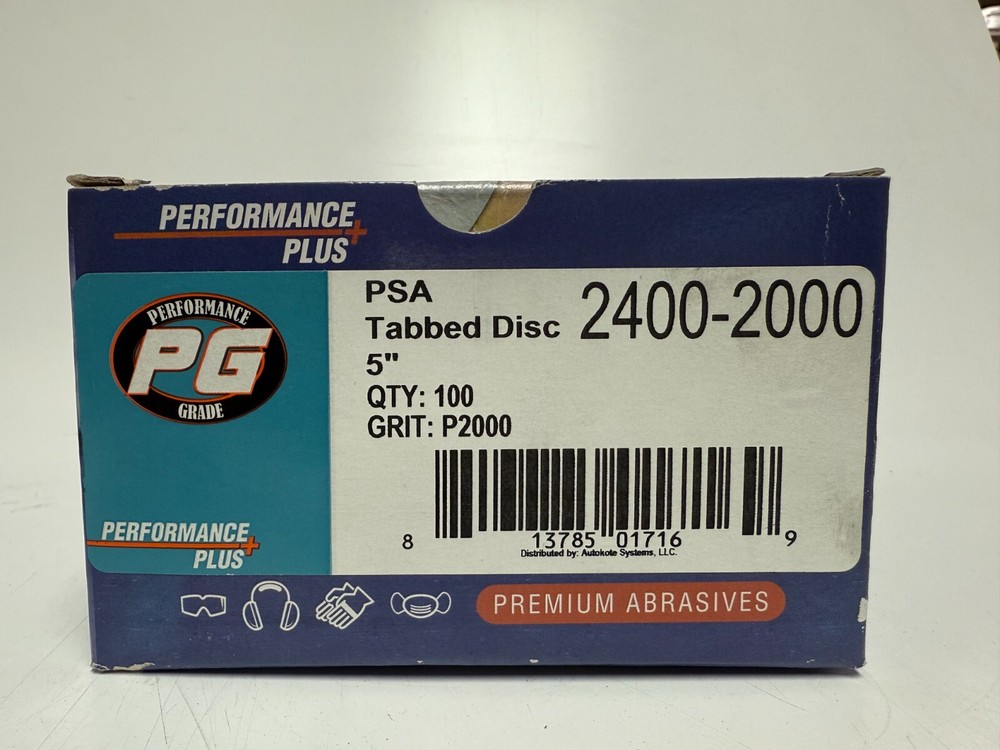 PERFORMANCE PLUS PSA TABBED 5" DISC, 2000 GRIT, 100 DISC PER BOX, NEW