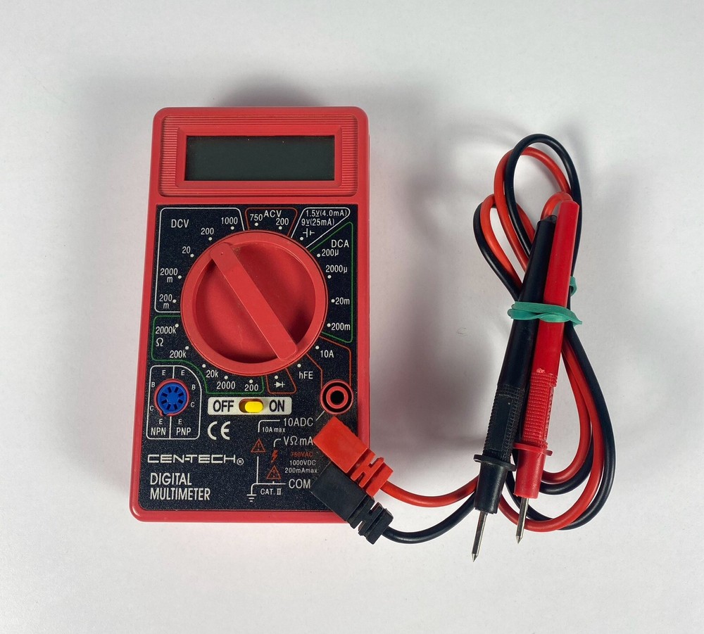 CEN-TECH 7 Function Digital Multimeter Volt Ohm Amp Meter Transistor Tester