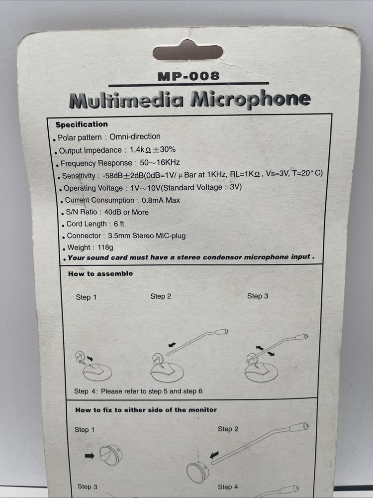 Vintage Multimedia Microphone System MP-008 NIP
