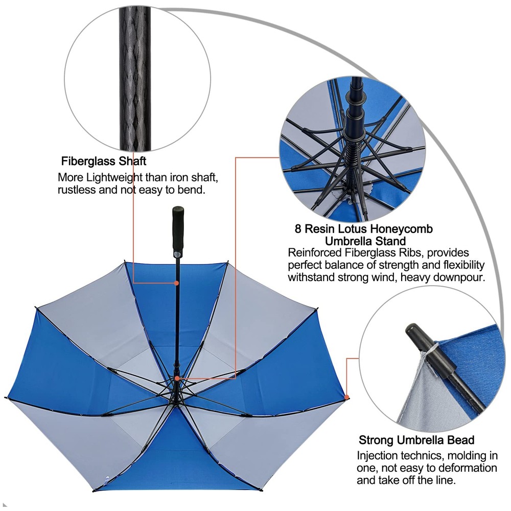 G4Free 62" Automatic Open Golf Umbrella, Oversize Double Canopy Windproof Vent