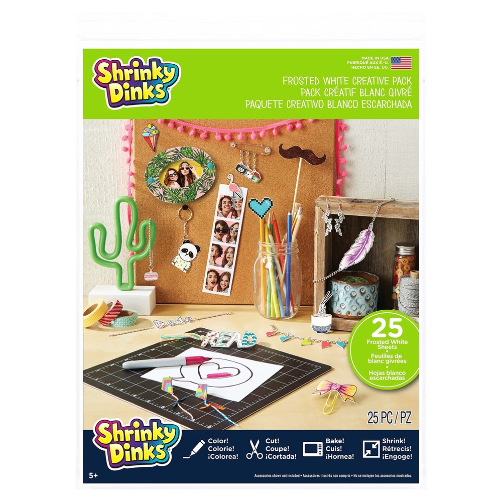 Just Play Shrinky Dinks Creative Pack, 25 Sheets Frosted Large, Multi-color
