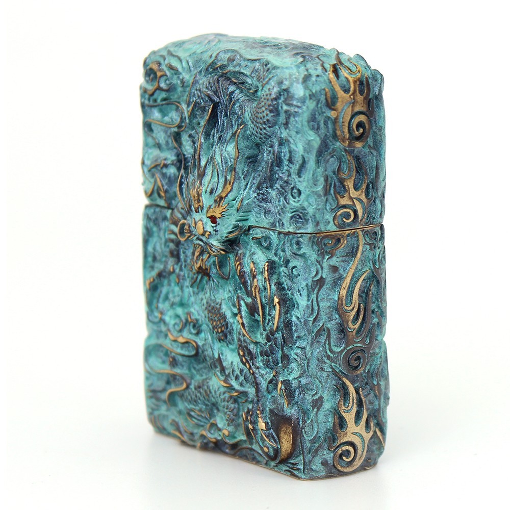 Zippo lighter Asia 6A Full Cover Custom/ Dragon & Phoenix Corrosion Processing