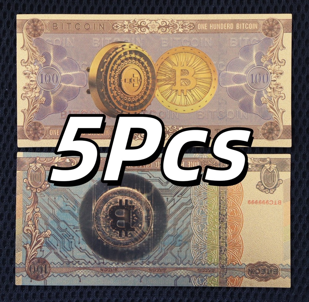 BTC 100 Bitcoin Gold Foil Bill 5pcs NEW UNC Free Shipping