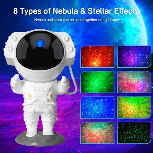 Galaxy Projector astronaut Starry Ceiling Led Remote & Timer Night Light 9" TALL