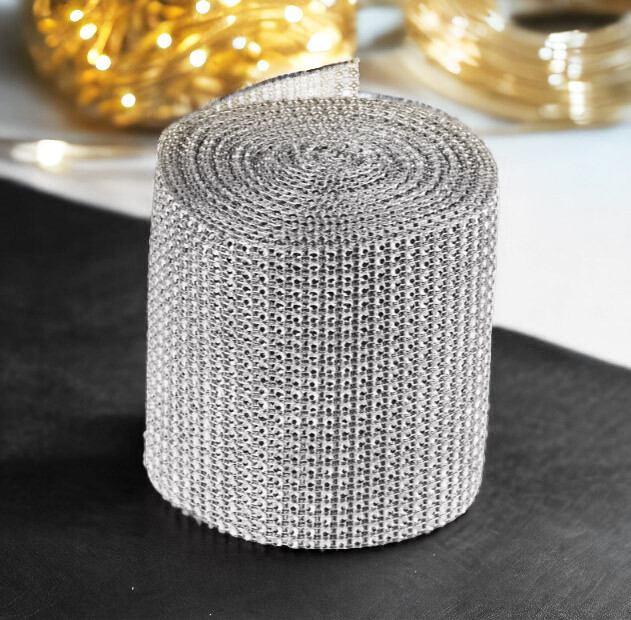 4.75" x 10 yards DIAMOND MESH WRAP ROLL RHINESTONE BLING RIBBON, 24 rows!
