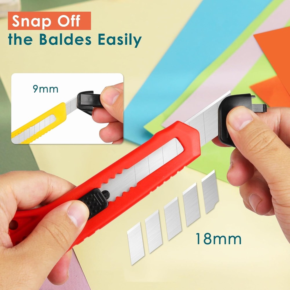 Utility Knife Box Cutter Razor Auto-lock 4-Pack Set, Retractable Box Cutter