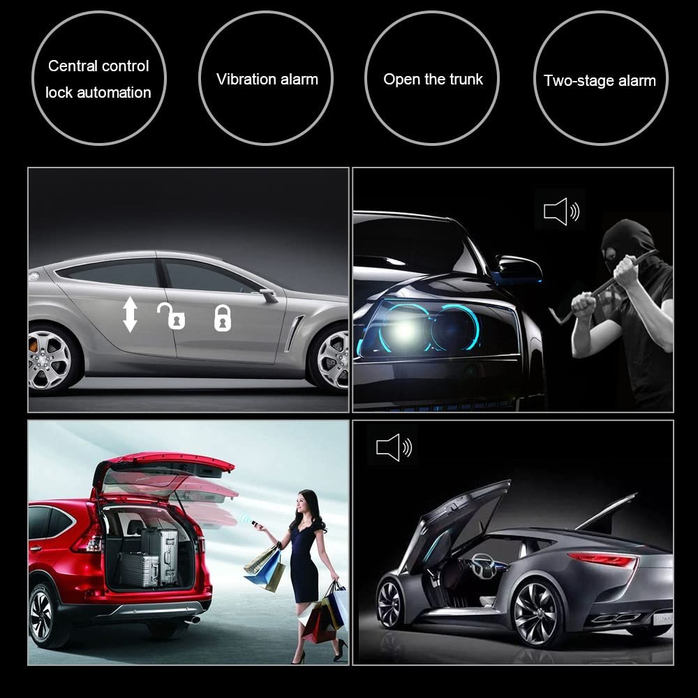 Car Alarm System with Remote Central Locking, Shock Sensor, Keyless Entry