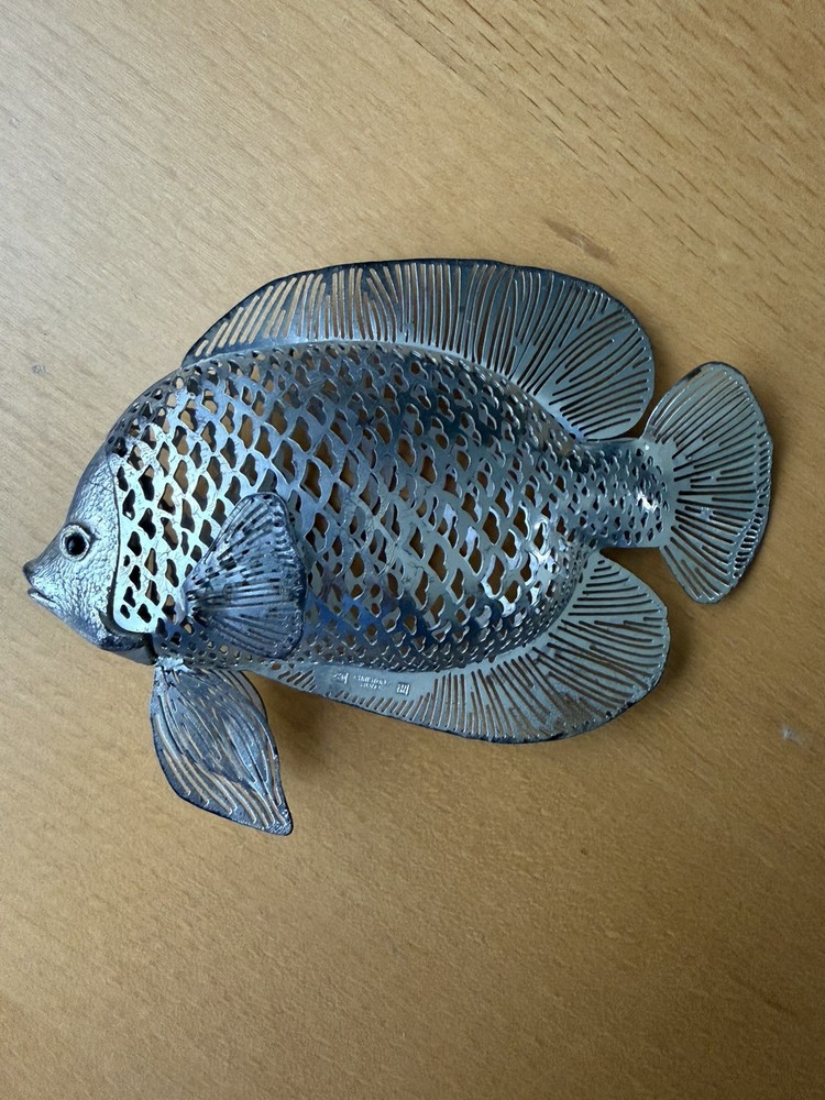 Christofle Collection Lumiere Jardin Onyx Fish Silver France